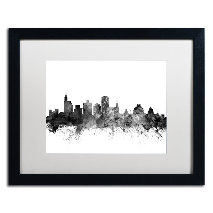 Michael Tompsett Jackson MS Skyline BandW Black Wooden Framed Art 18 x 22 Inches Image 1