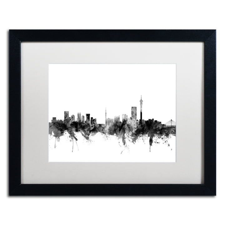 Michael Tompsett Johannesburg Skyline BandW Black Wooden Framed Art 18 x 22 Inches Image 1