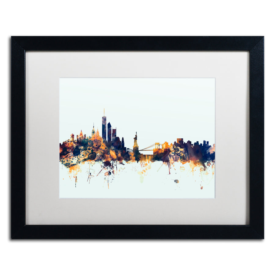 Michael Tompsett  York Skyline Blue Black Wooden Framed Art 18 x 22 Inches Image 1