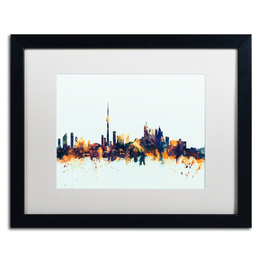 Michael Tompsett Toronto Canada Skyline Blue Black Wooden Framed Art 18 x 22 Inches Image 1