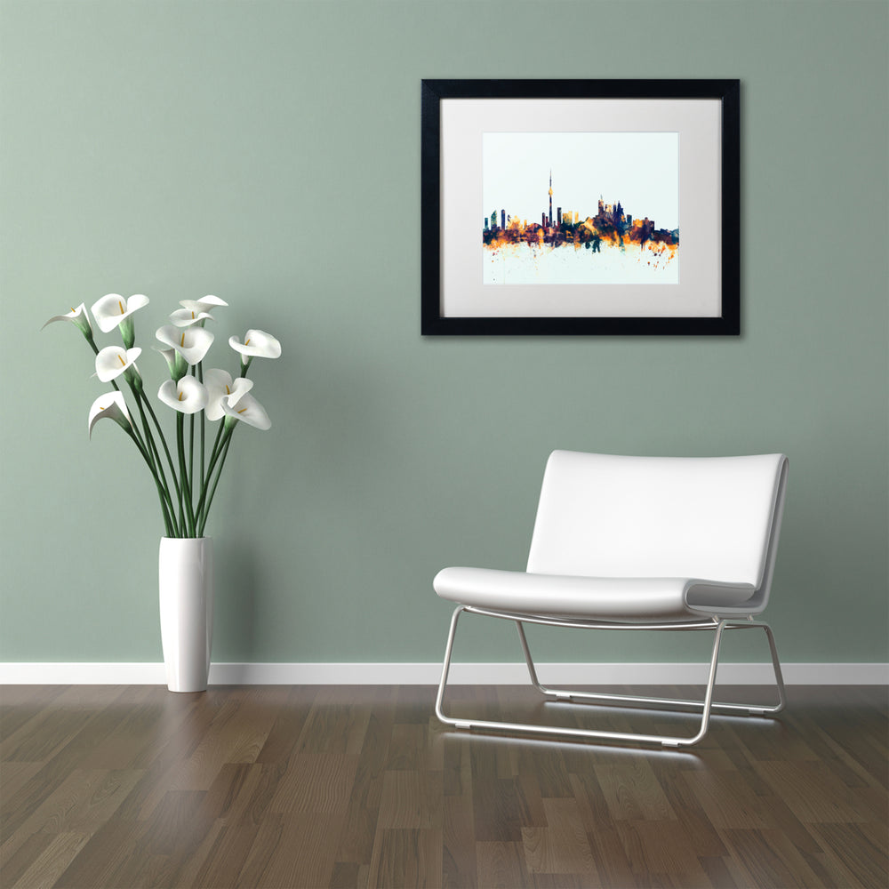 Michael Tompsett Toronto Canada Skyline Blue Black Wooden Framed Art 18 x 22 Inches Image 2