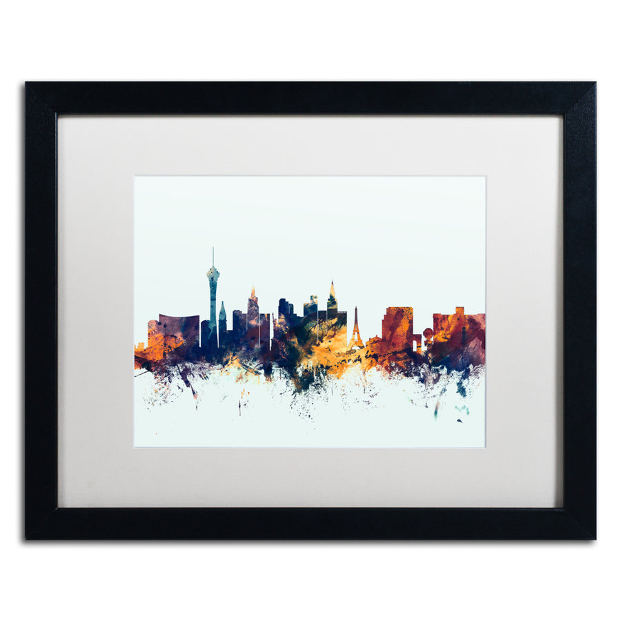 Michael Tompsett Las Vegas Nevada Skyline Blue Black Wooden Framed Art 18 x 22 Inches Image 1