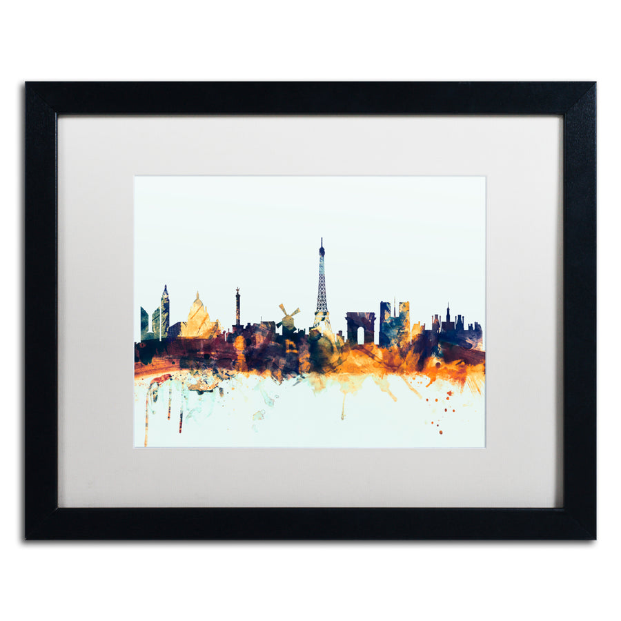 Michael Tompsett Paris France Skyline Blue Black Wooden Framed Art 18 x 22 Inches Image 1