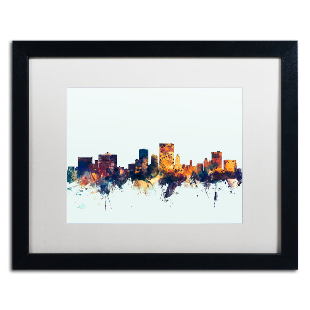 Michael Tompsett El Paso Texas Skyline Blue Black Wooden Framed Art 18 x 22 Inches Image 1