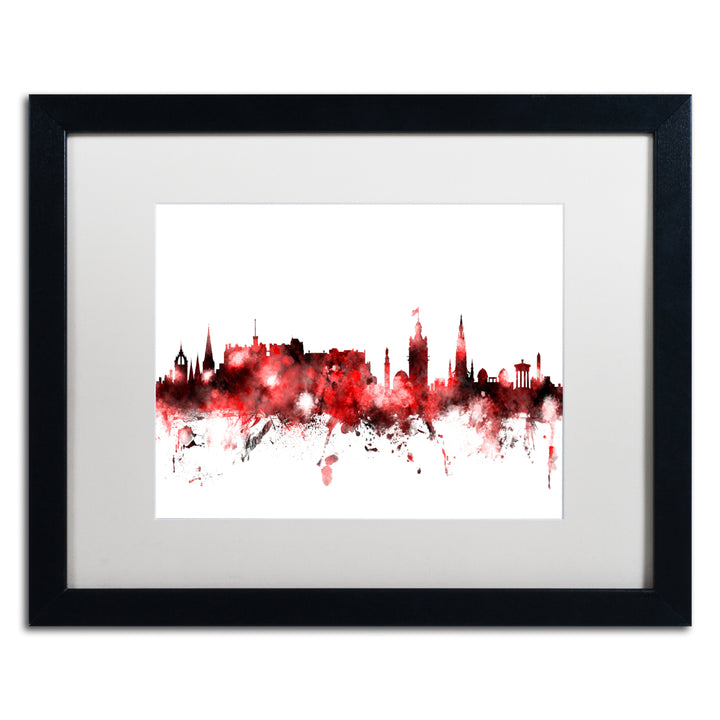 Michael Tompsett Edinburgh Skyline Red 2 Black Wooden Framed Art 18 x 22 Inches Image 1