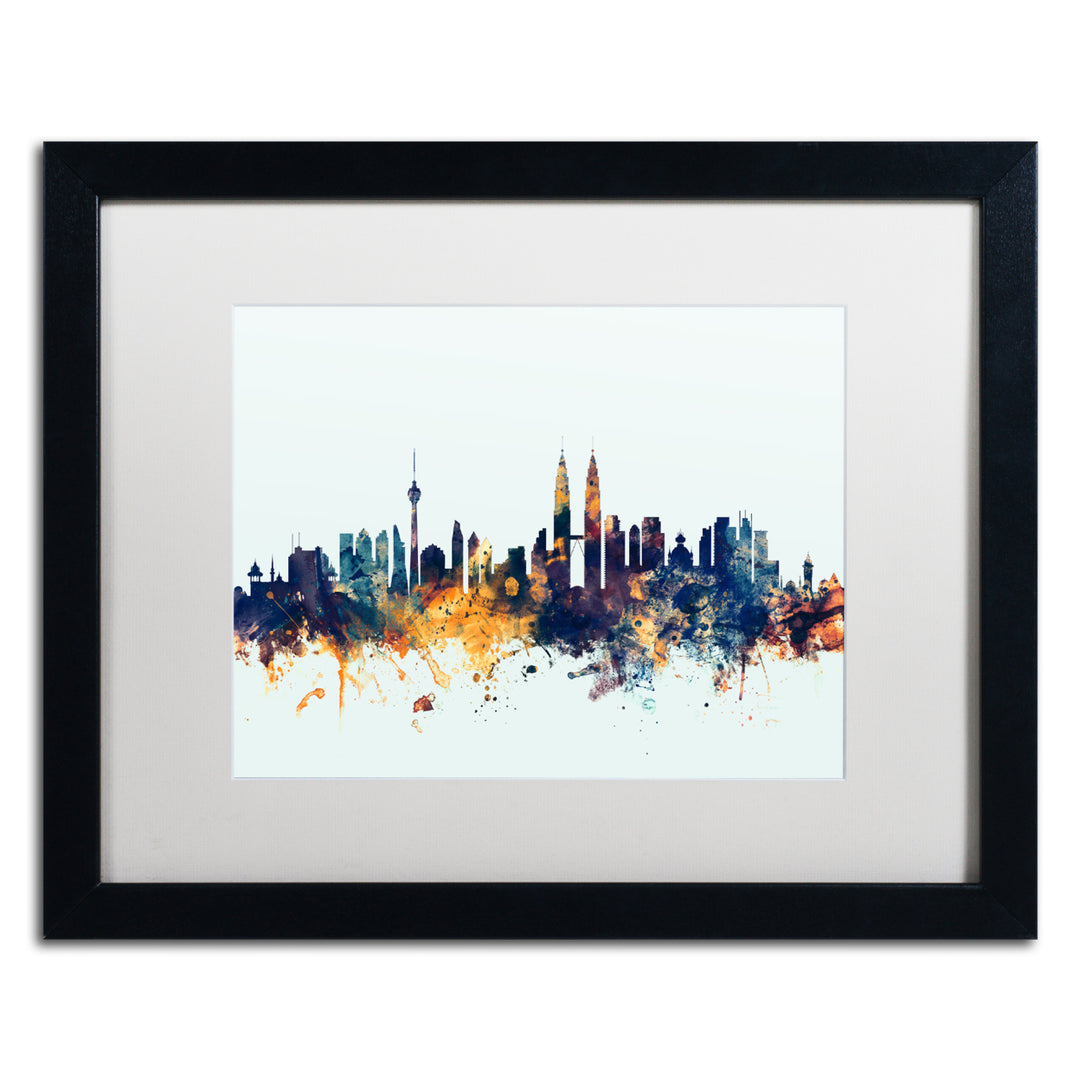 Michael Tompsett Kuala Lumpur Skyline Blue Black Wooden Framed Art 18 x 22 Inches Image 1