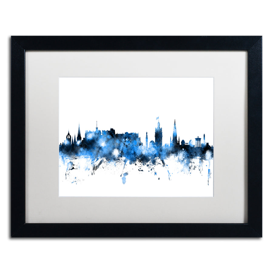 Michael Tompsett Edinburgh Skyline White Black Wooden Framed Art 18 x 22 Inches Image 1