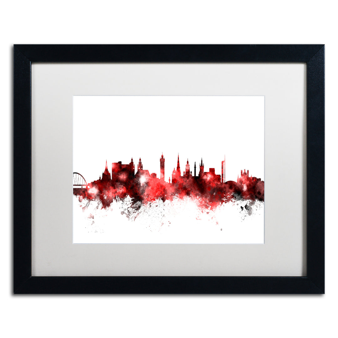 Michael Tompsett Glasgow Scotland Skyline Red 2 Black Wooden Framed Art 18 x 22 Inches Image 1