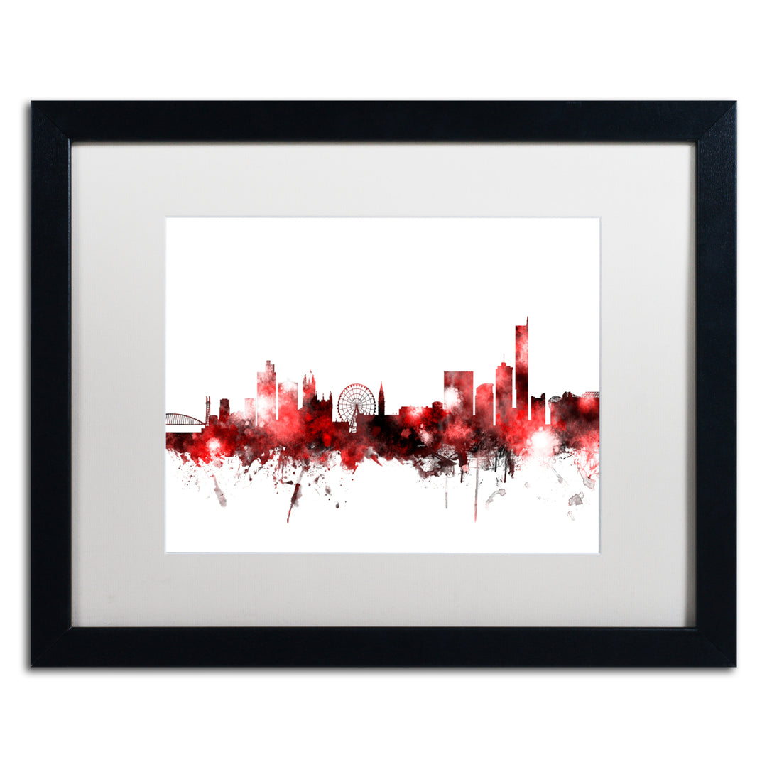 Michael Tompsett Manchester Skyline Red 2 Black Wooden Framed Art 18 x 22 Inches Image 1