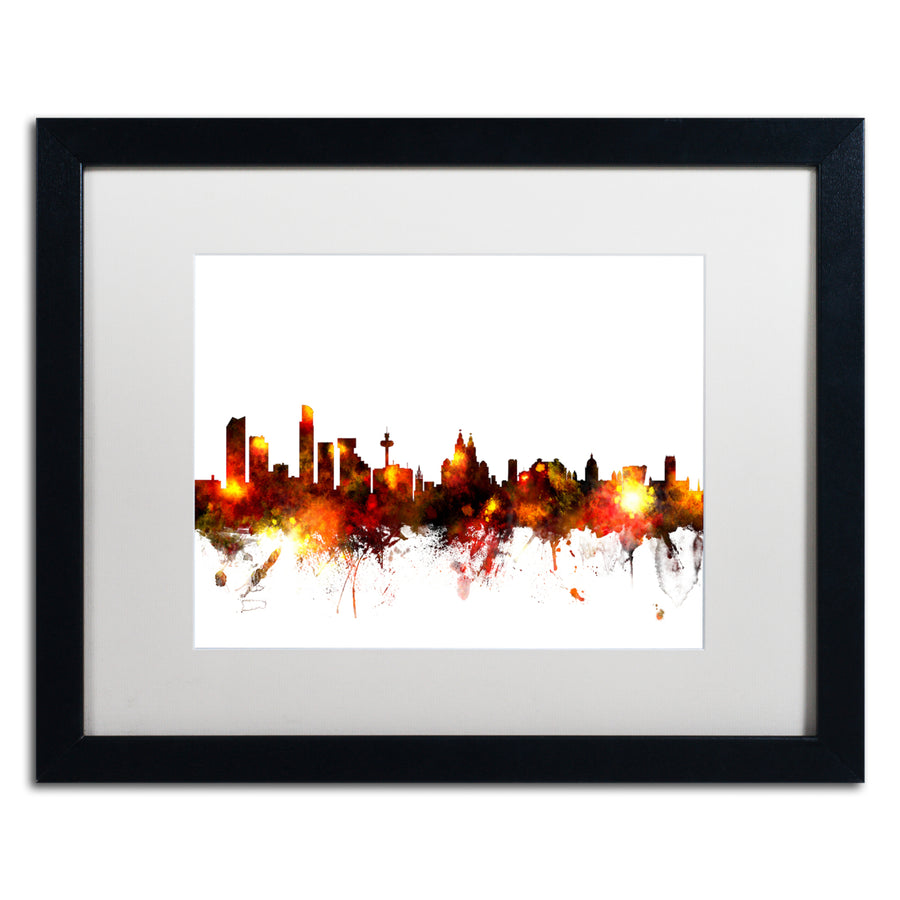 Michael Tompsett Liverpool England Skyline Red Black Wooden Framed Art 18 x 22 Inches Image 1