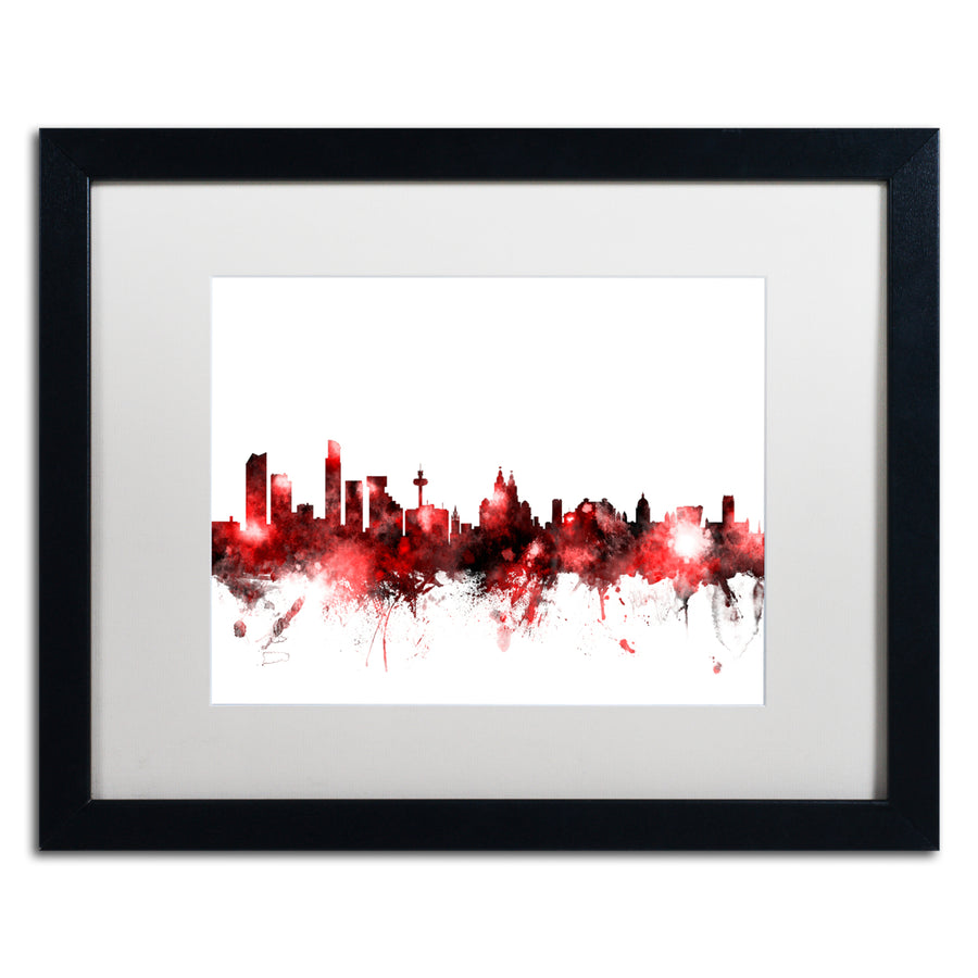 Michael Tompsett Liverpool Skyline Red 2 Black Wooden Framed Art 18 x 22 Inches Image 1