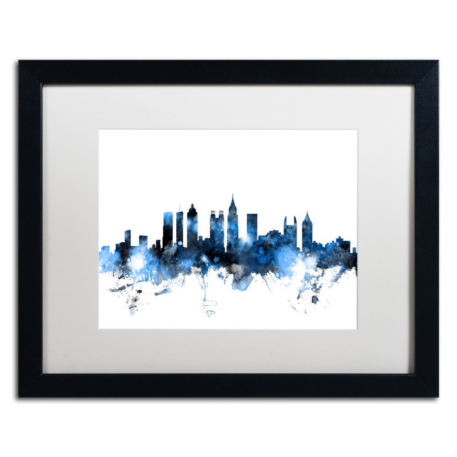 Michael Tompsett Atlanta Georgia Skyline White Black Wooden Framed Art 18 x 22 Inches Image 1