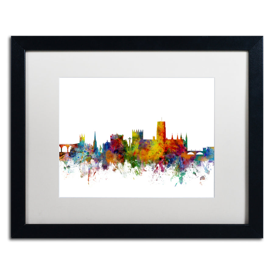 Michael Tompsett Durham England Skyline White Black Wooden Framed Art 18 x 22 Inches Image 1