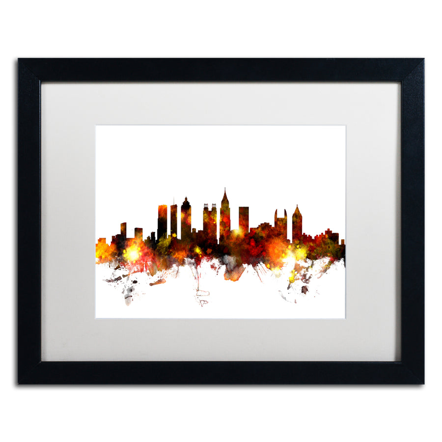 Michael Tompsett Atlanta Georgia Skyline Red Black Wooden Framed Art 18 x 22 Inches Image 1