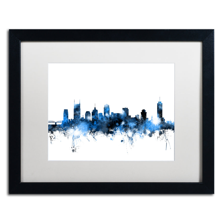 Michael Tompsett Nashville Tennessee Skyline White Black Wooden Framed Art 18 x 22 Inches Image 1