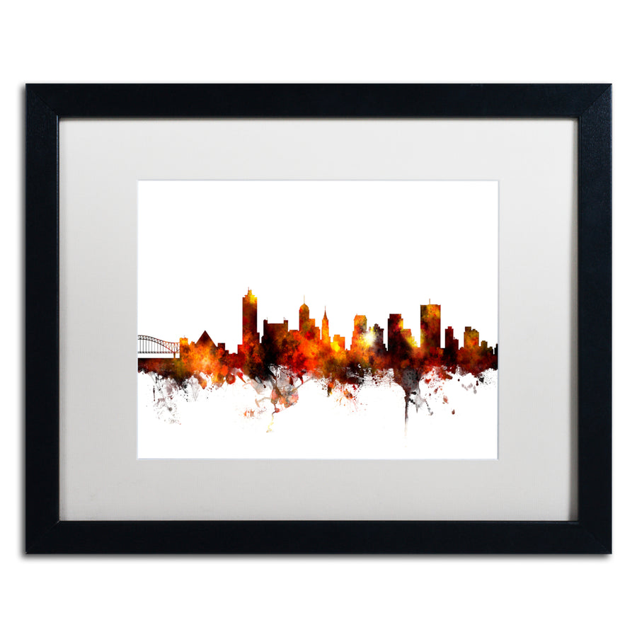 Michael Tompsett Memphis Tennessee Skyline Red Black Wooden Framed Art 18 x 22 Inches Image 1