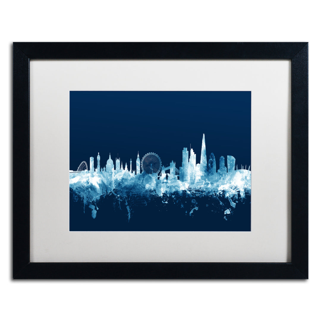 Michael Tompsett London England Skyline Navy Black Wooden Framed Art 18 x 22 Inches Image 1