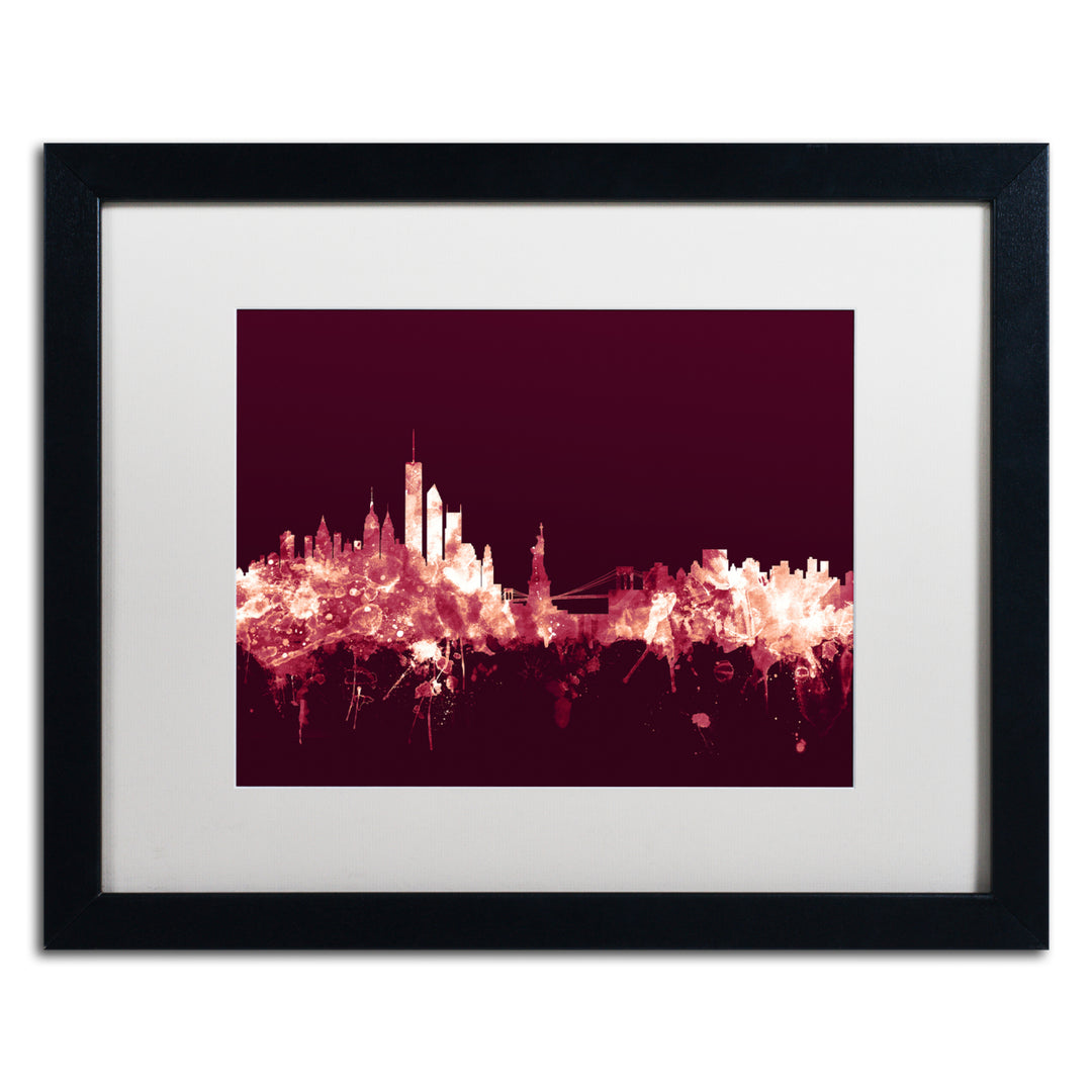 Michael Tompsett  York Skyline Maroon Black Wooden Framed Art 18 x 22 Inches Image 1