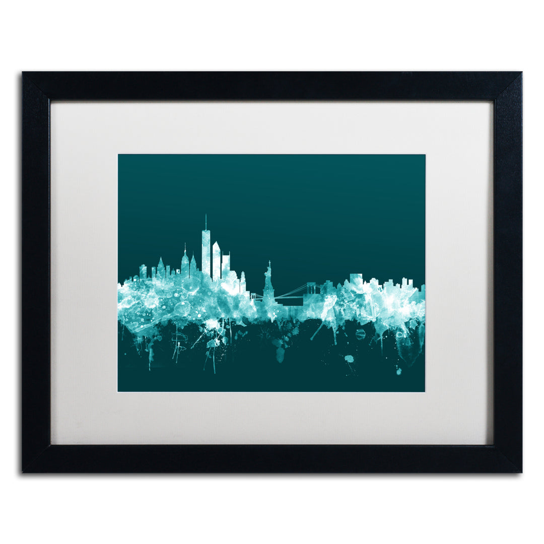 Michael Tompsett  York Skyline Teal Black Wooden Framed Art 18 x 22 Inches Image 1