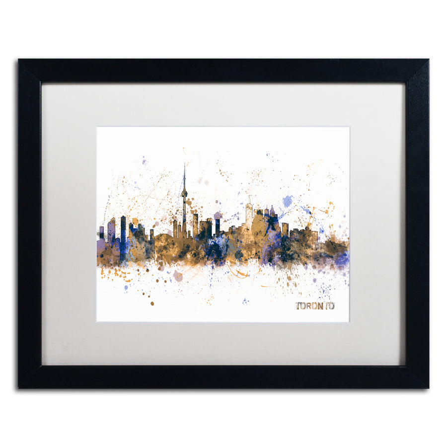 Michael Tompsett Toronto Canada Skyline Purple Black Wooden Framed Art 18 x 22 Inches Image 1