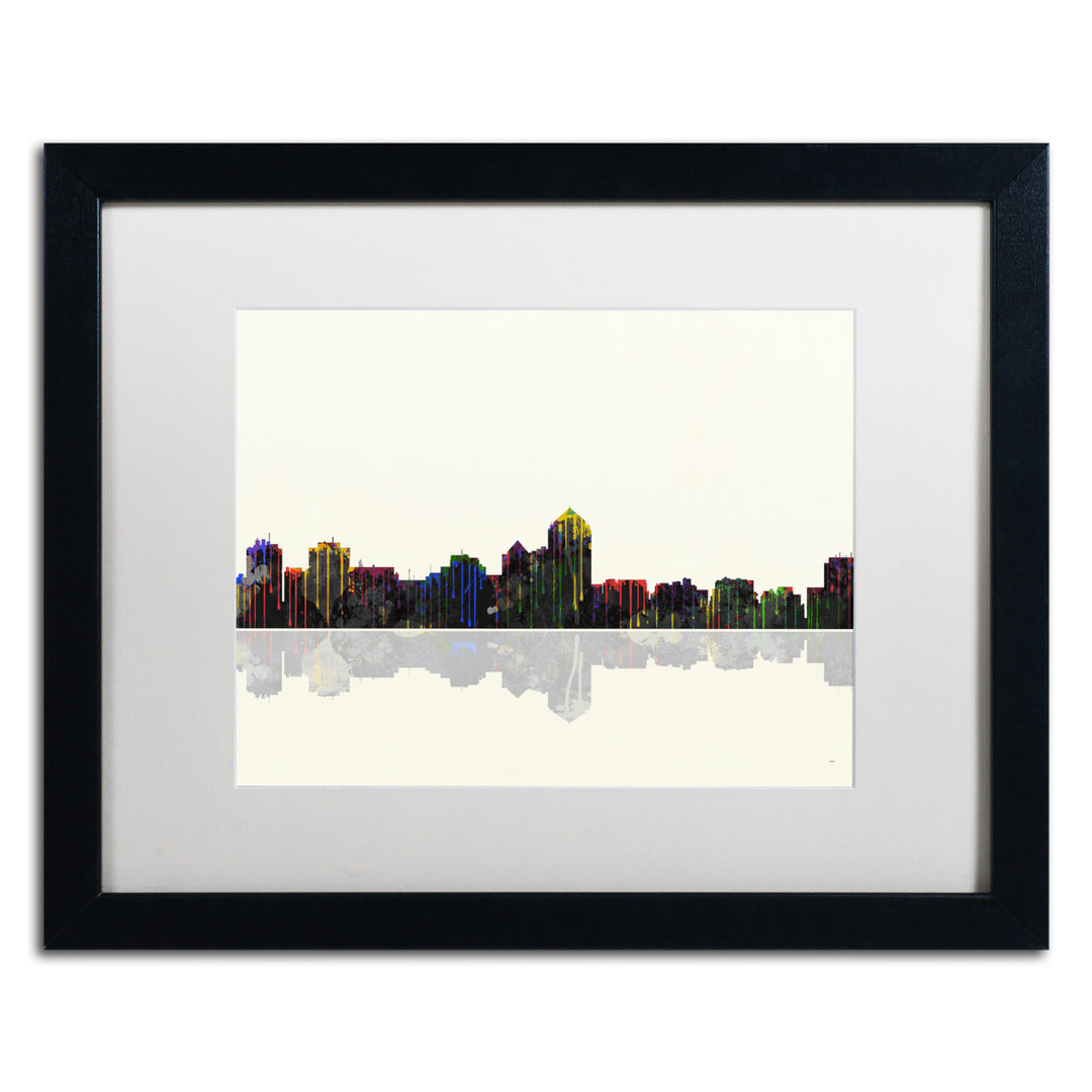 Marlene Watson Albuquerque  Mexico Skyline Black Wooden Framed Art 18 x 22 Inches Image 1