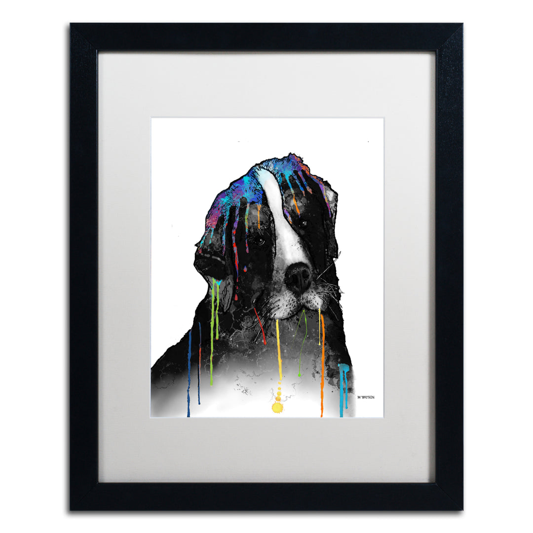 Marlene Watson Bernese Mountain Dog Black Wooden Framed Art 18 x 22 Inches Image 1