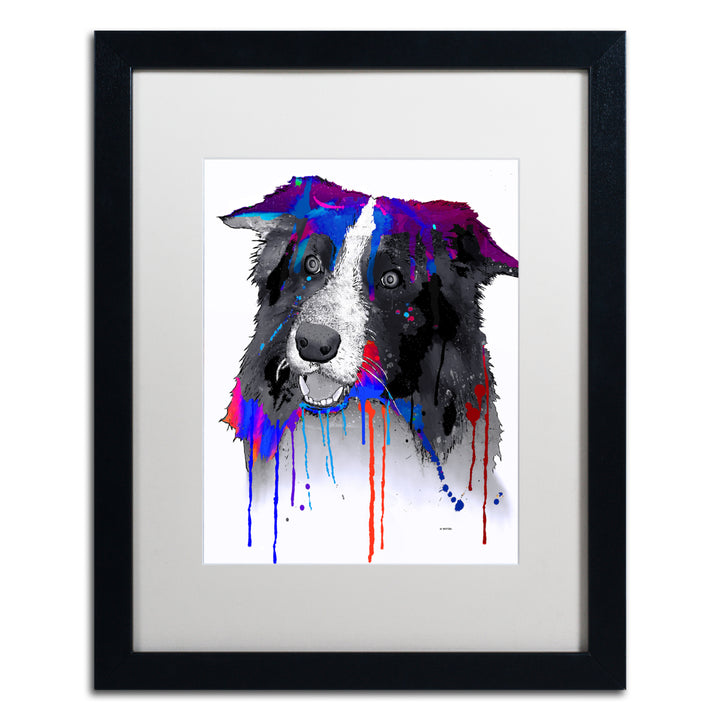 Marlene Watson Border Collie Black Wooden Framed Art 18 x 22 Inches Image 1