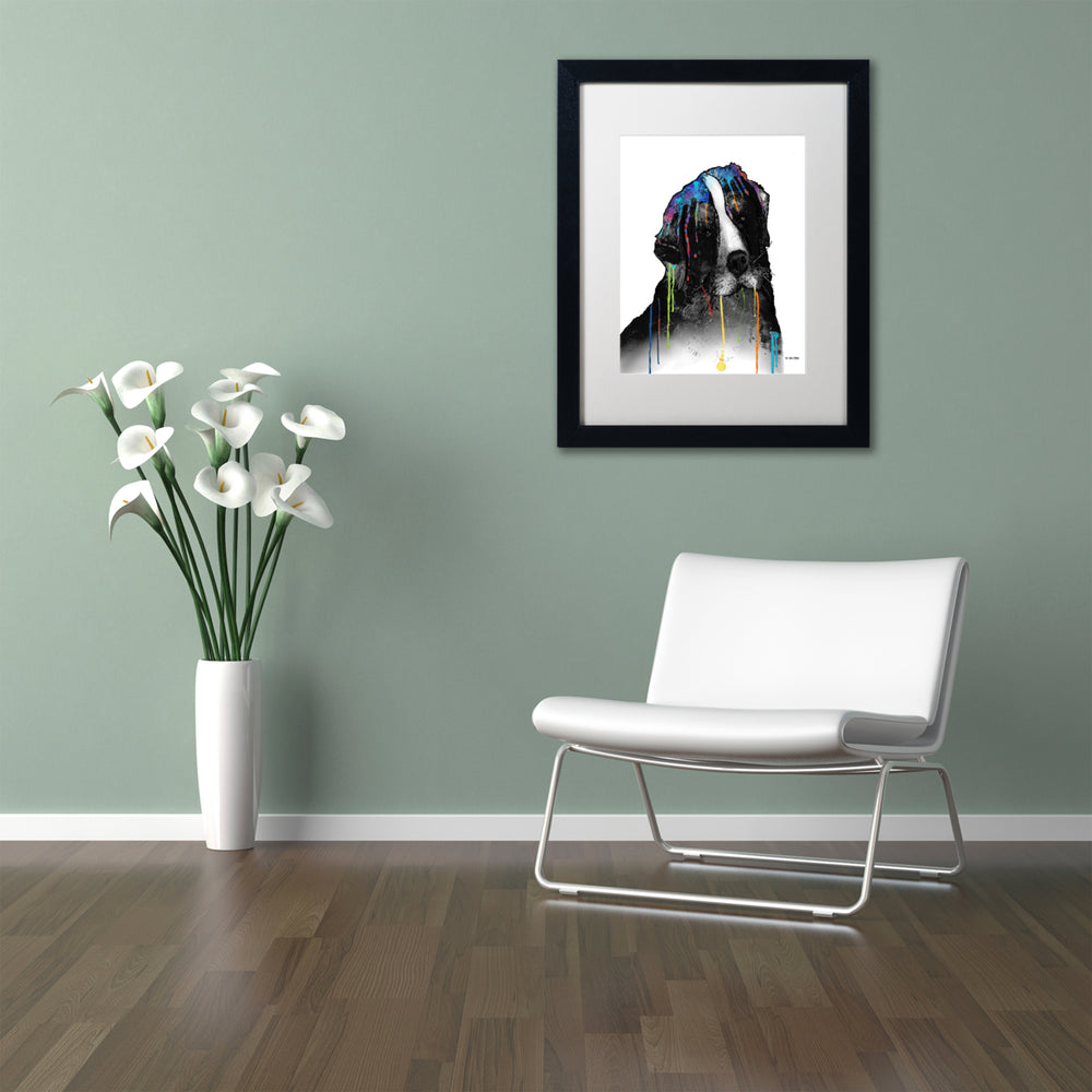 Marlene Watson Bernese Mountain Dog Black Wooden Framed Art 18 x 22 Inches Image 2