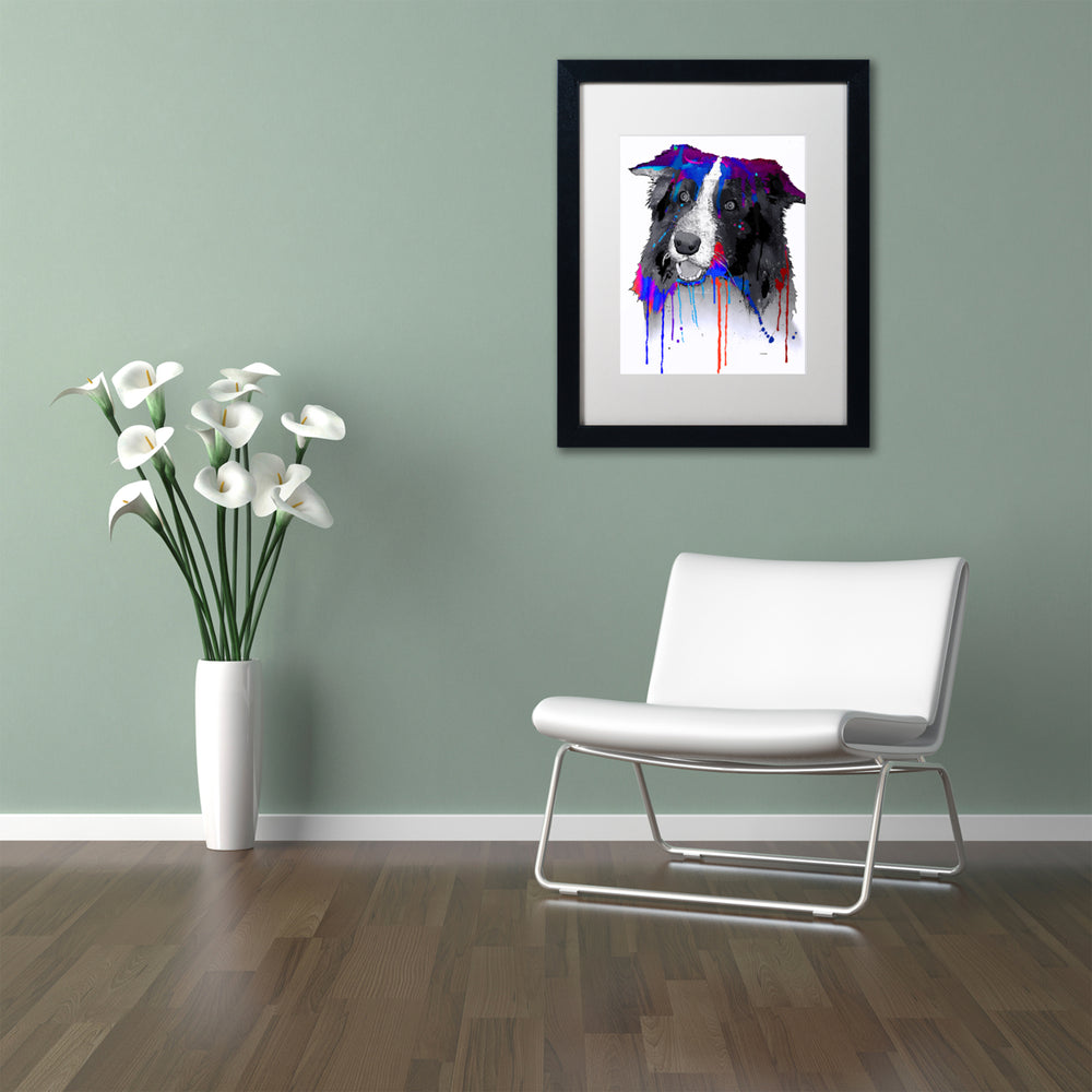 Marlene Watson Border Collie Black Wooden Framed Art 18 x 22 Inches Image 2