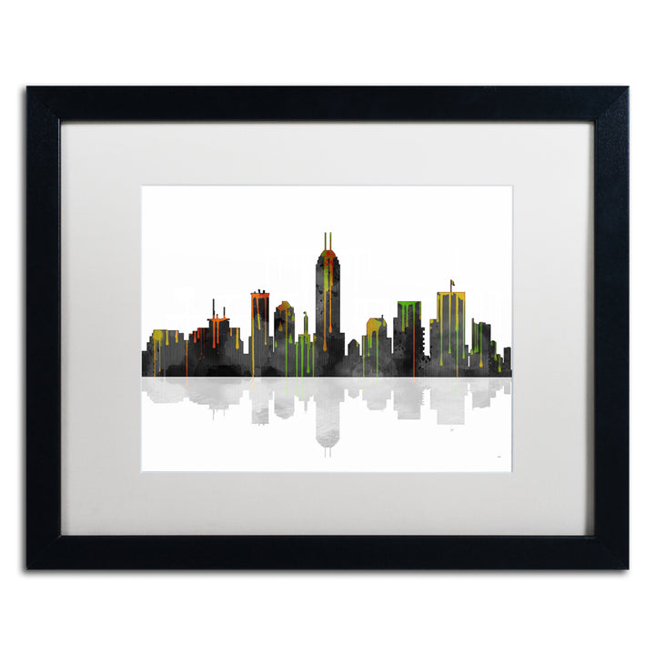 Marlene Watson Indianapolis Indiana Skyline Black Wooden Framed Art 18 x 22 Inches Image 1