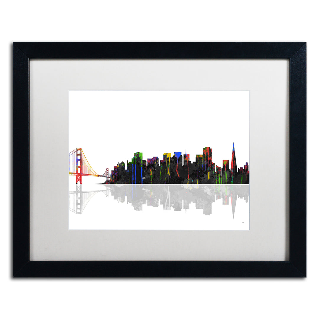 Marlene Watson San Francisco California Skyline Black Wooden Framed Art 18 x 22 Inches Image 1