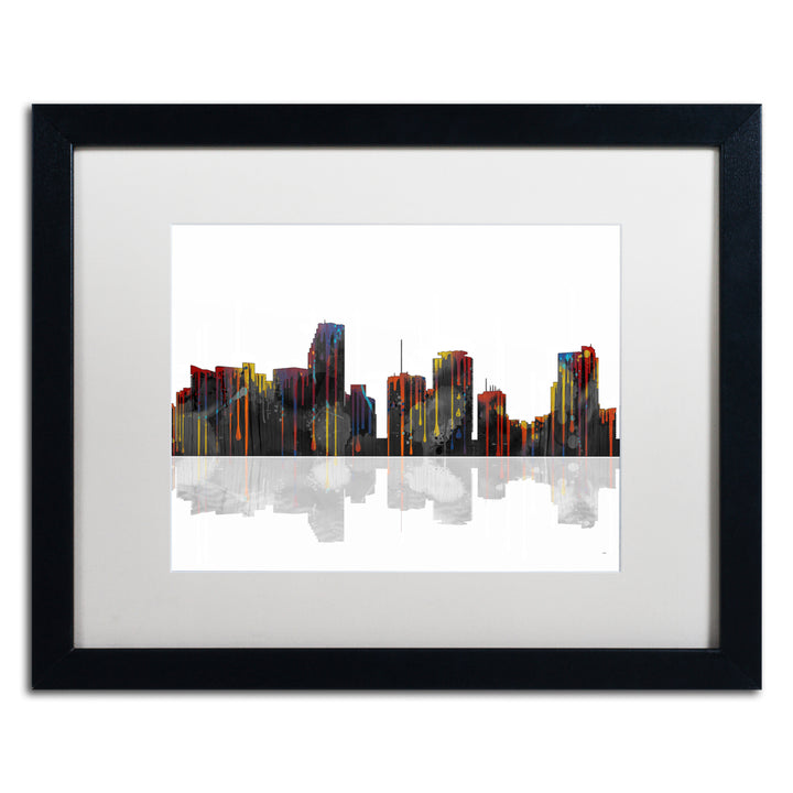 Marlene Watson Miami Florida Skyline Black Wooden Framed Art 18 x 22 Inches Image 1