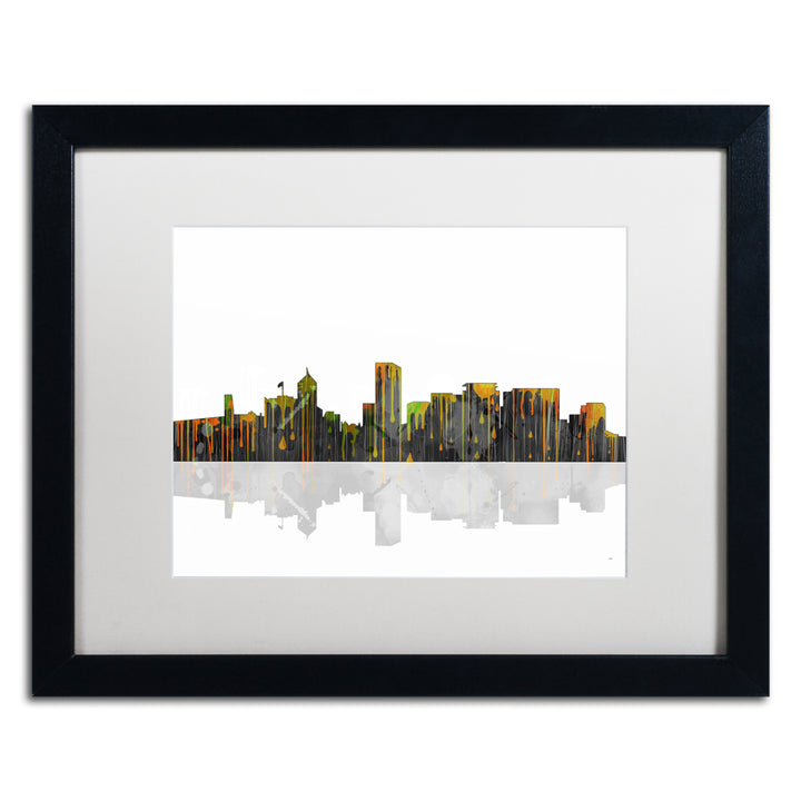 Marlene Watson Portland Oregon Skyline Black Wooden Framed Art 18 x 22 Inches Image 1