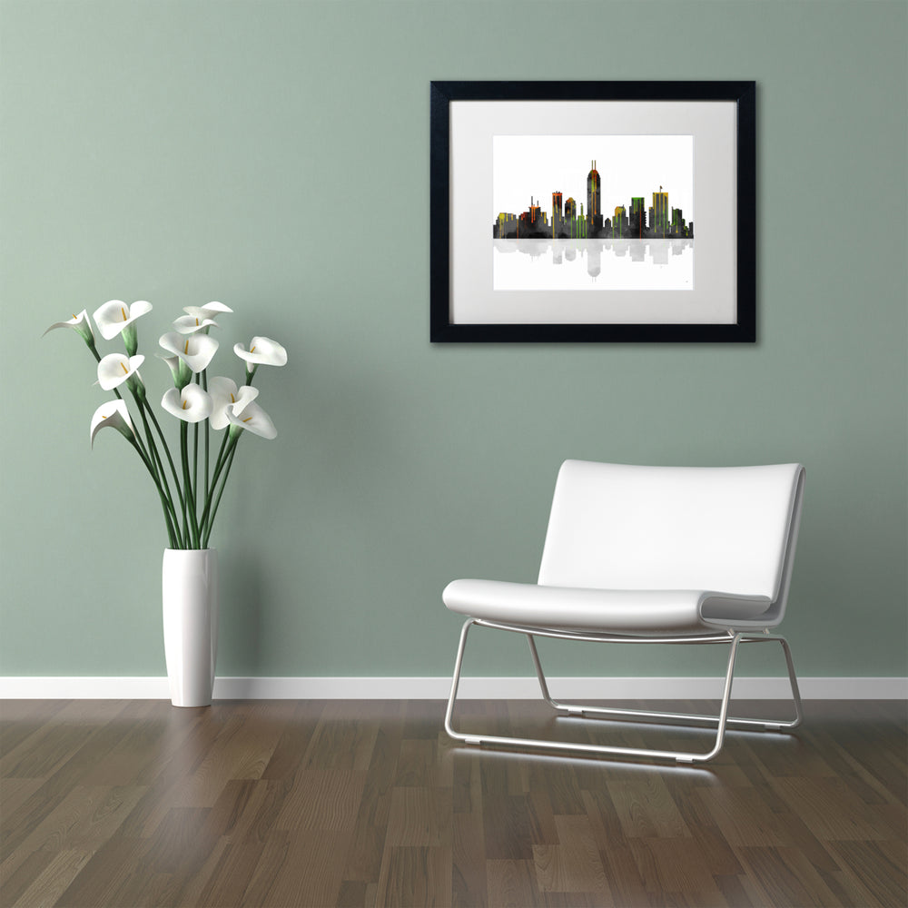 Marlene Watson Indianapolis Indiana Skyline Black Wooden Framed Art 18 x 22 Inches Image 2