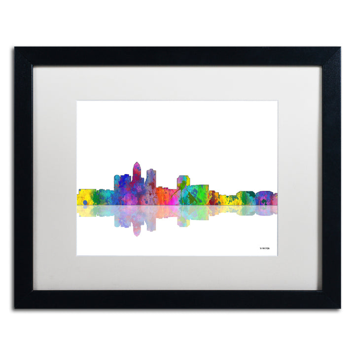 Marlene Watson Des Moines Iowa Skyline Black Wooden Framed Art 18 x 22 Inches Image 1