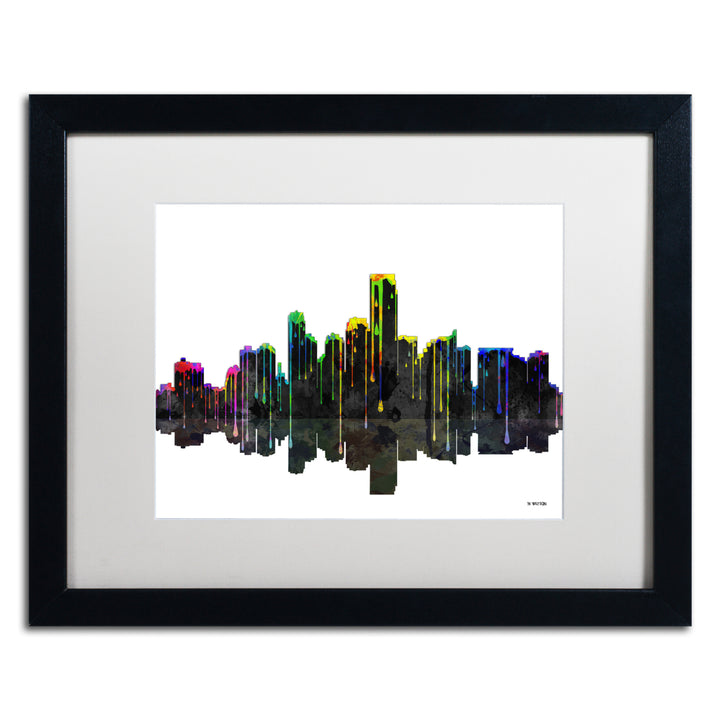 Marlene Watson Jersey City  Jersey Skyline II Black Wooden Framed Art 18 x 22 Inches Image 1