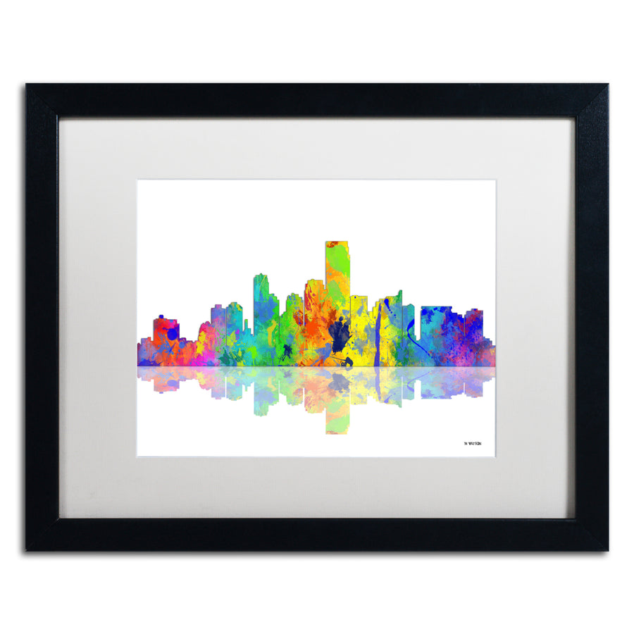 Marlene Watson Jersey City  Jersey Skyline Black Wooden Framed Art 18 x 22 Inches Image 1