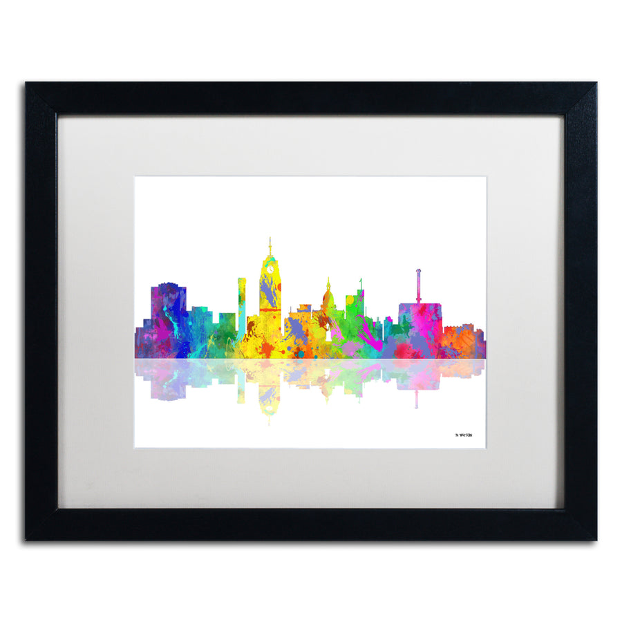 Marlene Watson Lansing Michigan Skyline Black Wooden Framed Art 18 x 22 Inches Image 1