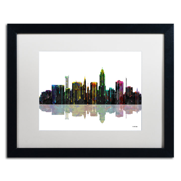 Marlene Watson Lincoln Nebraska Skyline Black Wooden Framed Art 18 x 22 Inches Image 1