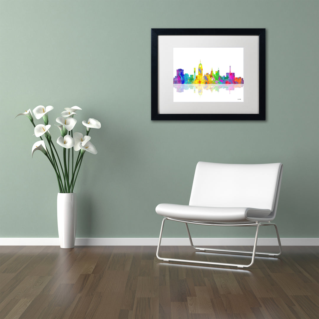 Marlene Watson Lansing Michigan Skyline Black Wooden Framed Art 18 x 22 Inches Image 2