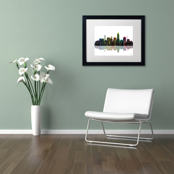 Marlene Watson Lincoln Nebraska Skyline Black Wooden Framed Art 18 x 22 Inches Image 2