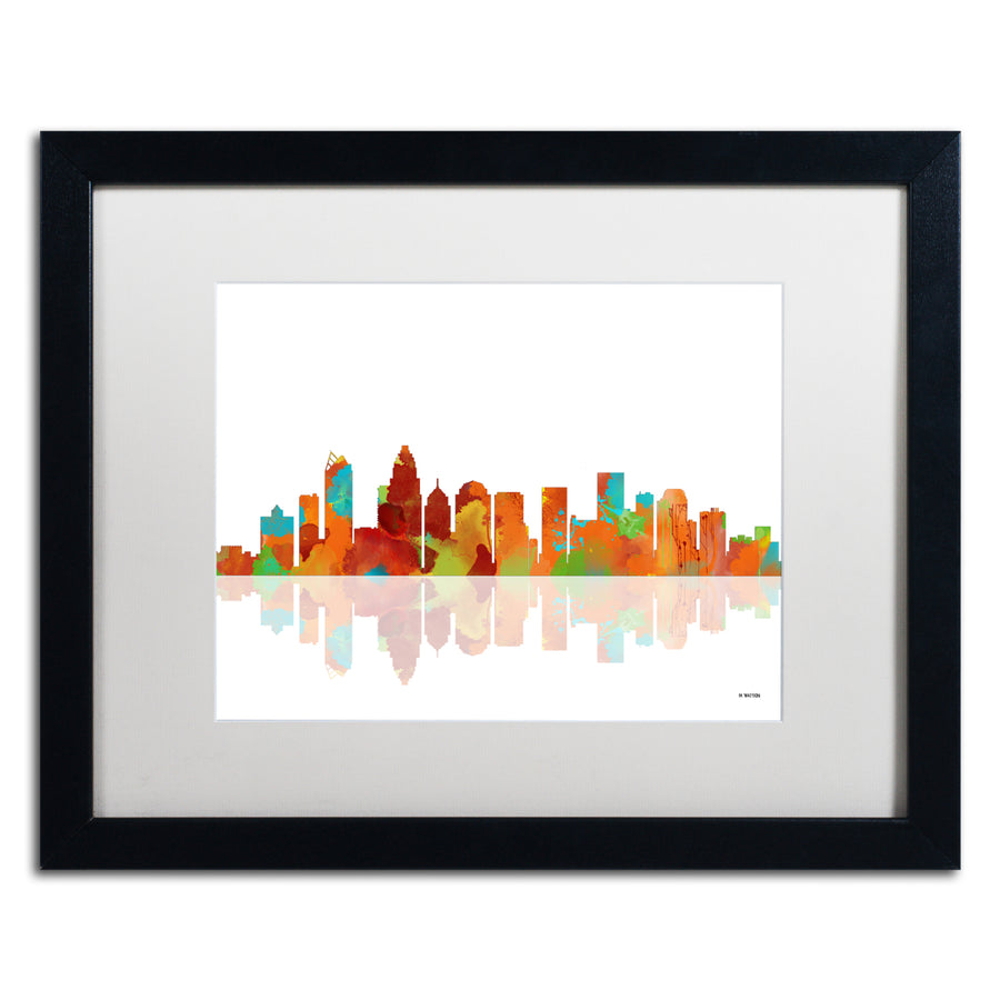 Marlene Watson Charlotte North Carolina Skyline II Black Wooden Framed Art 18 x 22 Inches Image 1