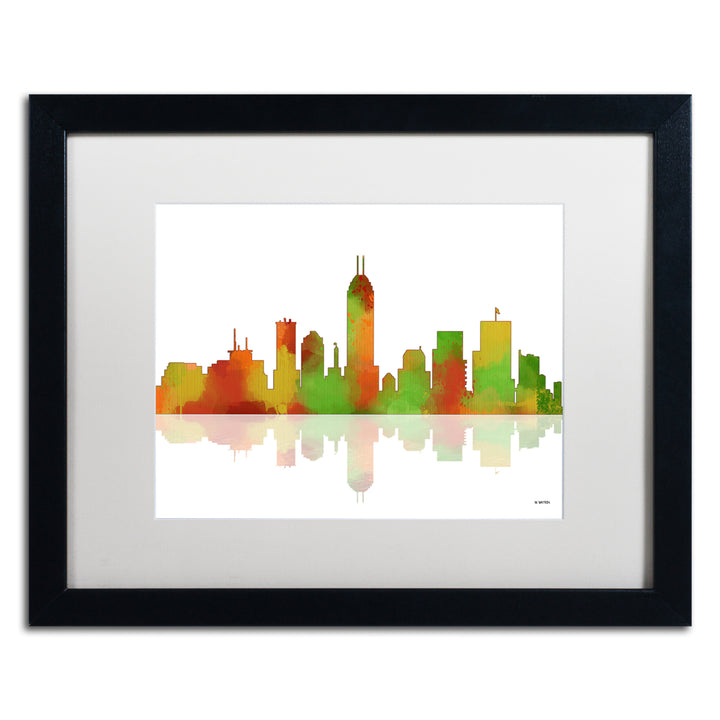 Marlene Watson Indianapolis Indiana Skyline II Black Wooden Framed Art 18 x 22 Inches Image 1