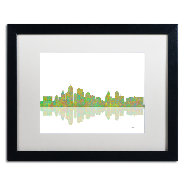 Marlene Watson Kansas City Missouri Skyline Black Wooden Framed Art 18 x 22 Inches Image 1