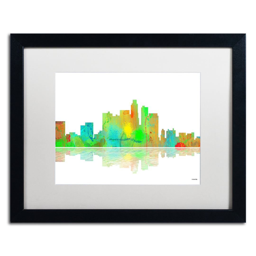 Marlene Watson Los Angeles California Skyline II Black Wooden Framed Art 18 x 22 Inches Image 1