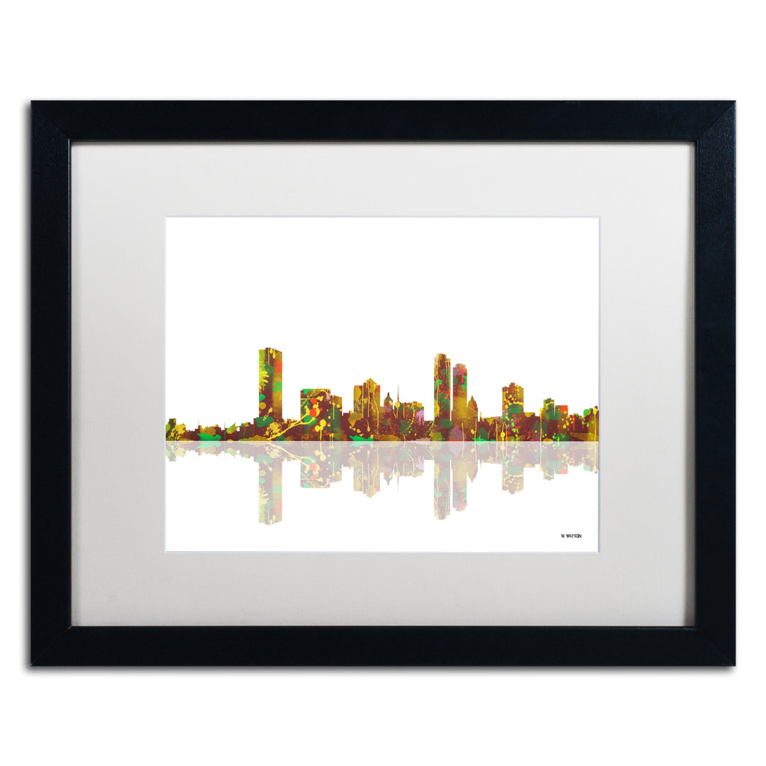 Marlene Watson Milwaukee Wisconsin Skyline Black Wooden Framed Art 18 x 22 Inches Image 1