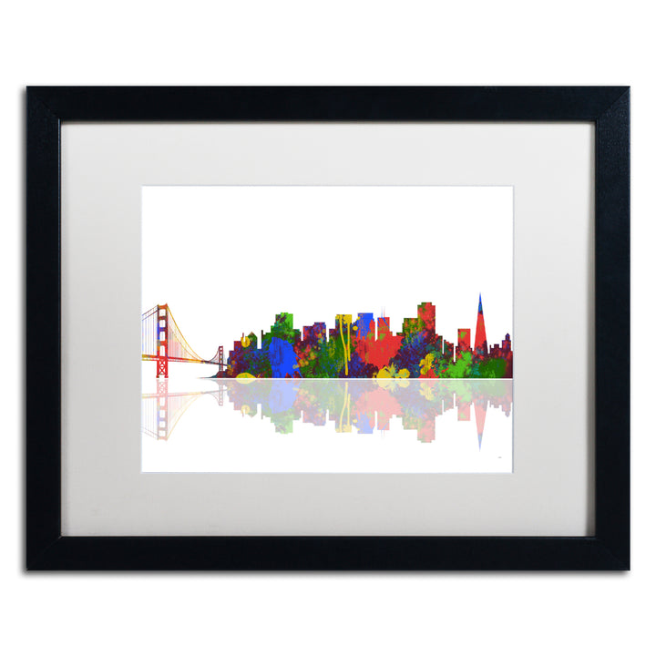 Marlene Watson San Francisco California Skyline II Black Wooden Framed Art 18 x 22 Inches Image 1