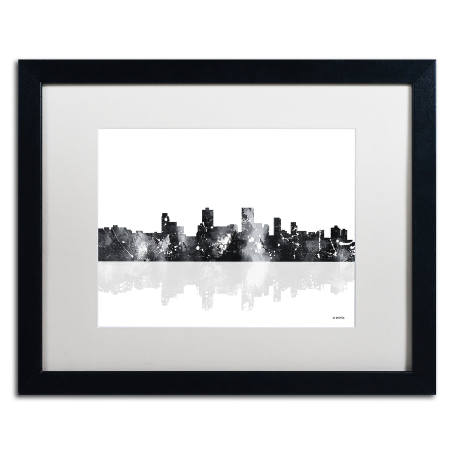 Marlene Watson Anchorage Alaska Skyline BG-1 Black Wooden Framed Art 18 x 22 Inches Image 1