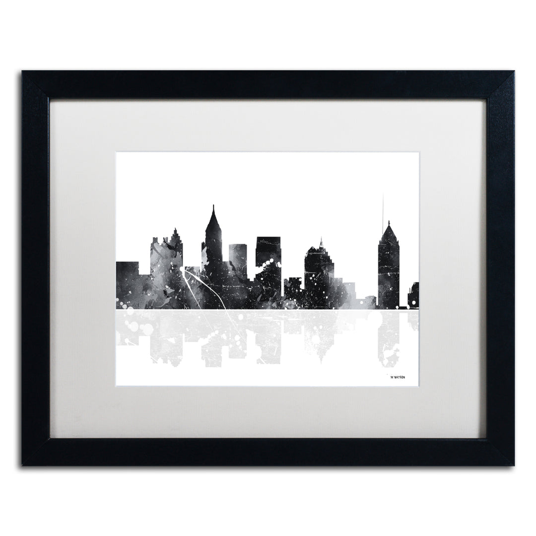 Marlene Watson Atlanta Georgia Skyline BG-1 Black Wooden Framed Art 18 x 22 Inches Image 1