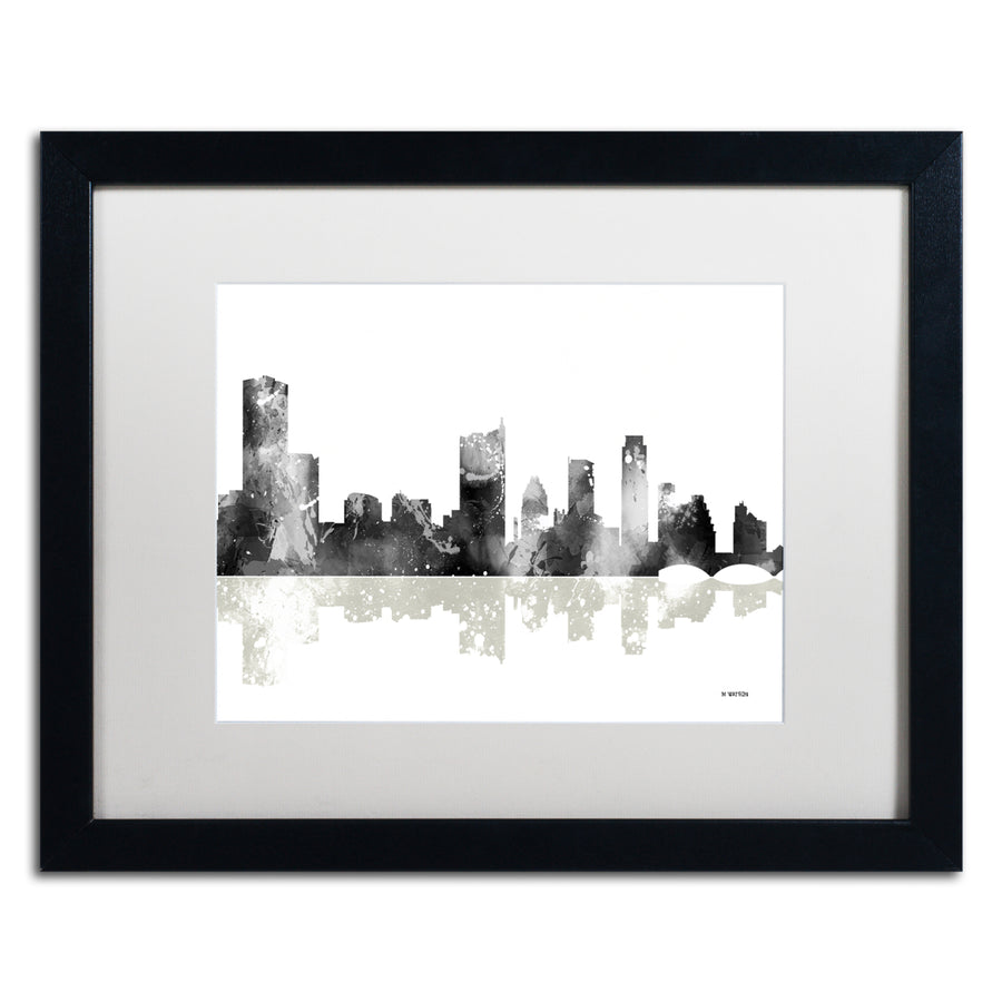 Marlene Watson Austin Texas Skyline BG-1 Black Wooden Framed Art 18 x 22 Inches Image 1